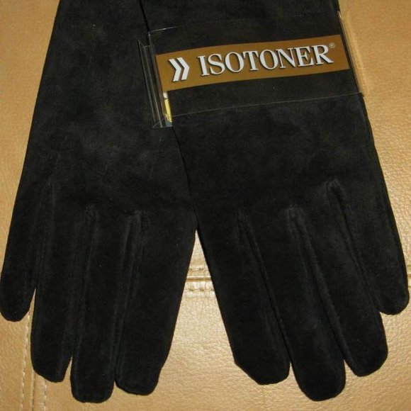Gloves Women Isotoner Black Large New - Picture 1 of 3
